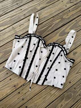 Watermelon Sugar Polka Dot Corset Crop Top Size M